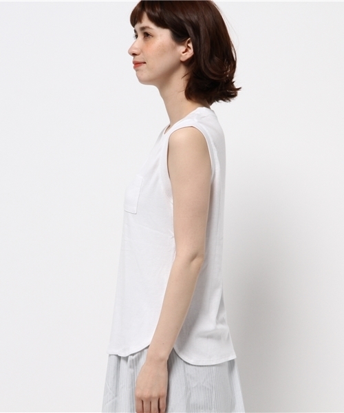 Heather（ヘザー）の「【冷感機能素材】ノースリポケTEE  724169（Tシャツ/カットソー・レディース・ホワイト/グレー/オレンジ系その他/ブラック・FREE）」の6枚目の写真