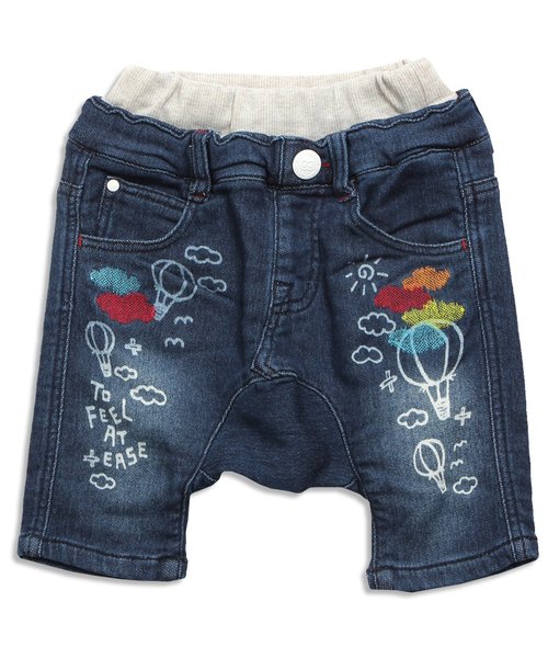 BIT'Z（ビッツ）の「サルエルラフデニムパンツ 6分丈（デニムパンツ・キッズ・ブルー/ネイビー・95/100/120/110/80/90）」の2枚目の写真