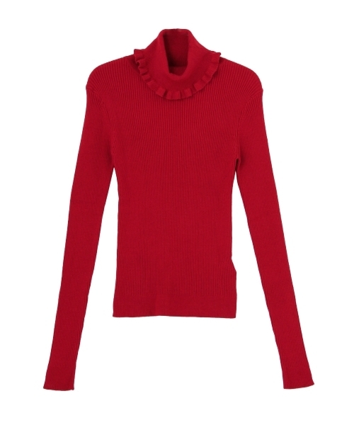 merry jenny（メリージェニー）の「フリルリブタートルニット（ニット