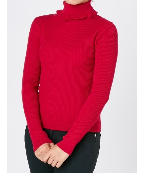 merry jenny（メリージェニー）の「フリルリブタートルニット（ニット