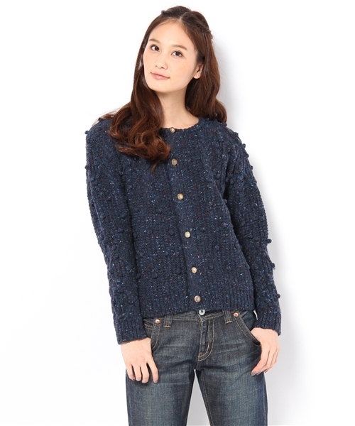 BEAMS BOY（ビームスボーイ）の「BEAMS BOY / 2G KNOLL変形編　カーディガン（カーディガン/ボレロ・レディース・ライトグレー/ライトブラウン/イエロー/グリーン/ネイビー・ONE SIZE）」の4枚目の写真