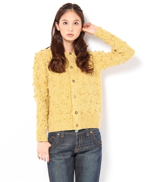 BEAMS BOY（ビームスボーイ）の「BEAMS BOY / 2G KNOLL変形編　カーディガン（カーディガン/ボレロ・レディース・ライトグレー/ライトブラウン/イエロー/グリーン/ネイビー・ONE SIZE）」の5枚目の写真