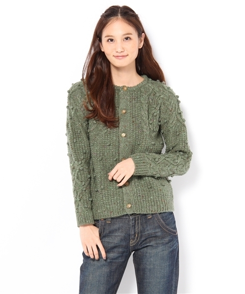 BEAMS BOY（ビームスボーイ）の「BEAMS BOY / 2G KNOLL変形編　カーディガン（カーディガン/ボレロ・レディース・ライトグレー/ライトブラウン/イエロー/グリーン/ネイビー・ONE SIZE）」の3枚目の写真