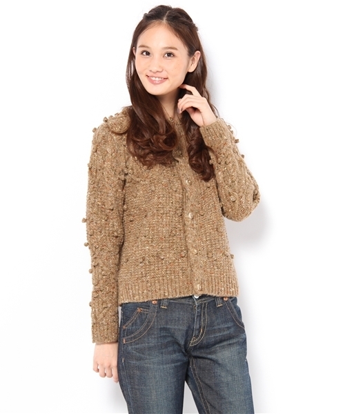 BEAMS BOY（ビームスボーイ）の「BEAMS BOY / 2G KNOLL変形編　カーディガン（カーディガン/ボレロ・レディース・ライトグレー/ライトブラウン/イエロー/グリーン/ネイビー・ONE SIZE）」の2枚目の写真