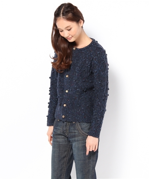 BEAMS BOY（ビームスボーイ）の「BEAMS BOY / 2G KNOLL変形編　カーディガン（カーディガン/ボレロ・レディース・ライトグレー/ライトブラウン/イエロー/グリーン/ネイビー・ONE SIZE）」の6枚目の写真