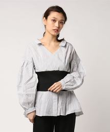 MURUA | RIBドッキングフレアカフブラウス(シャツ/ブラウス)