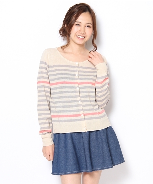 mystic（ミスティック）の「【mystic】 3ハイショクボーダーCD（カーディガン/ボレロ・レディース・ベージュ/オフホワイト/キャメル/ベージュ系その他・ﾌﾘ-）」の5枚目の写真