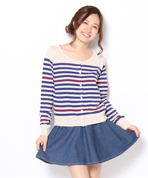 mystic（ミスティック）の「【mystic】 3ハイショクボーダーCD（カーディガン/ボレロ・レディース・ベージュ/オフホワイト/キャメル/ベージュ系その他・ﾌﾘ-）」の3枚目の写真