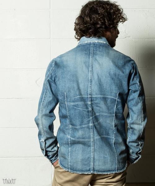 TMT（ティーエムティー）の「【「ハラスメントゲーム」迫田孝也さん着用】SCAR-STITCH DENIM SHIRTS（シャツ/ブラウス・メンズ・インディゴブルー/ライトインディゴブルー/ブラック・SMALL/MEDIUM/LARGE/X-LARGE）」の5枚目の写真