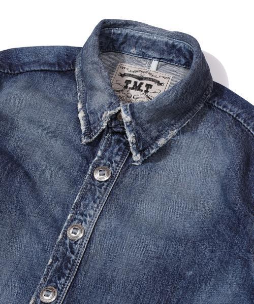 TMT（ティーエムティー）の「【「ハラスメントゲーム」迫田孝也さん着用】SCAR-STITCH DENIM SHIRTS（シャツ/ブラウス・メンズ・インディゴブルー/ライトインディゴブルー/ブラック・SMALL/MEDIUM/LARGE/X-LARGE）」の8枚目の写真