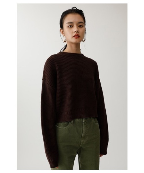 MOUSSY(マウジー)の「L/S RIB KNIT(ニット/セーター・レディース・カーキ/バーガンディー/ライトベージュ/ダークブラウン・FREE)」の2枚目の写真