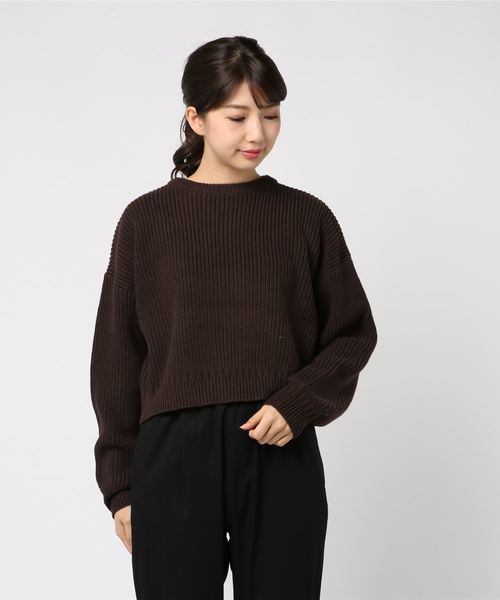 MOUSSY(マウジー)の「L/S RIB KNIT(ニット/セーター・レディース・カーキ/バーガンディー/ライトベージュ/ダークブラウン・FREE)」の6枚目の写真