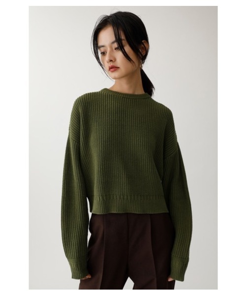 MOUSSY(マウジー)の「L/S RIB KNIT(ニット/セーター・レディース・カーキ/バーガンディー/ライトベージュ/ダークブラウン・FREE)」の8枚目の写真