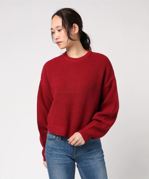 MOUSSY(マウジー)の「L/S RIB KNIT(ニット/セーター・レディース・カーキ/バーガンディー/ライトベージュ/ダークブラウン・FREE)」の12枚目の写真
