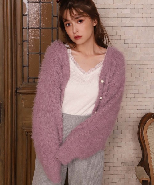 one after another NICE CLAUP(ワンアフターアナザーナイスクラップ)の「【WEB STORE限定】フェザーカーディガン(カーディガン/ボレロ・レディース・オフホワイト/サックスブルー/モカ/ピンク系その他・FREE)」の4枚目の写真