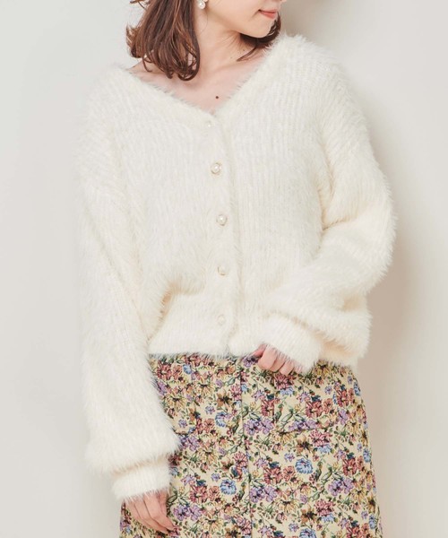one after another NICE CLAUP(ワンアフターアナザーナイスクラップ)の「【WEB STORE限定】フェザーカーディガン(カーディガン/ボレロ・レディース・オフホワイト/サックスブルー/モカ/ピンク系その他・FREE)」の2枚目の写真