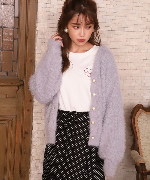 one after another NICE CLAUP(ワンアフターアナザーナイスクラップ)の「【WEB STORE限定】フェザーカーディガン(カーディガン/ボレロ・レディース・オフホワイト/サックスブルー/モカ/ピンク系その他・FREE)」の1枚目の写真