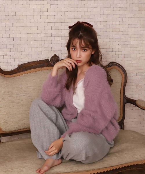 one after another NICE CLAUP(ワンアフターアナザーナイスクラップ)の「【WEB STORE限定】フェザーカーディガン(カーディガン/ボレロ・レディース・オフホワイト/サックスブルー/モカ/ピンク系その他・FREE)」の9枚目の写真