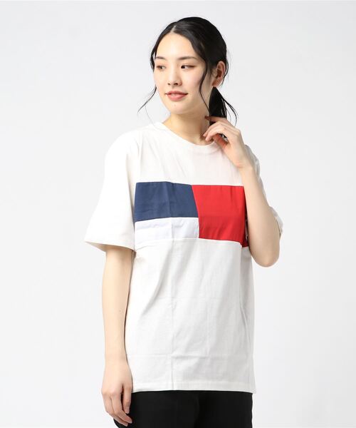 ARCHIVER(アーカイバ)の「【Bl】切替ビッグT(Tシャツ/カットソー・レディース・ホワイト/ブラック/ネイビー/グレー・MEDIUM/LARGE)」の2枚目の写真