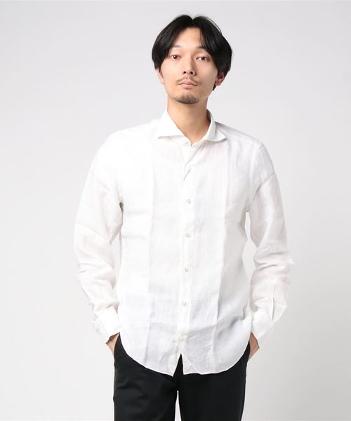 Finamore（フィナモレ）の「FINAMORE / "SIMONE" リネンカラーシャツ（シャツ/ブラウス・メンズ・ホワイト/ネイビー/ラベンダー/ボルドー/スカイブルー・LARGE/MEDIUM/SMALL）」の10枚目の写真