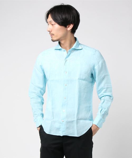 Finamore（フィナモレ）の「FINAMORE / "SIMONE" リネンカラーシャツ（シャツ/ブラウス・メンズ・ホワイト/ネイビー/ラベンダー/ボルドー/スカイブルー・LARGE/MEDIUM/SMALL）」の9枚目の写真