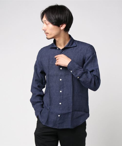 Finamore（フィナモレ）の「FINAMORE / "SIMONE" リネンカラーシャツ（シャツ/ブラウス・メンズ・ホワイト/ネイビー/ラベンダー/ボルドー/スカイブルー・LARGE/MEDIUM/SMALL）」の8枚目の写真