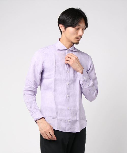 Finamore（フィナモレ）の「FINAMORE / "SIMONE" リネンカラーシャツ（シャツ/ブラウス・メンズ・ホワイト/ネイビー/ラベンダー/ボルドー/スカイブルー・LARGE/MEDIUM/SMALL）」の7枚目の写真