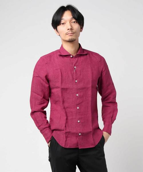 Finamore（フィナモレ）の「FINAMORE / "SIMONE" リネンカラーシャツ（シャツ/ブラウス・メンズ・ホワイト/ネイビー/ラベンダー/ボルドー/スカイブルー・LARGE/MEDIUM/SMALL）」の6枚目の写真