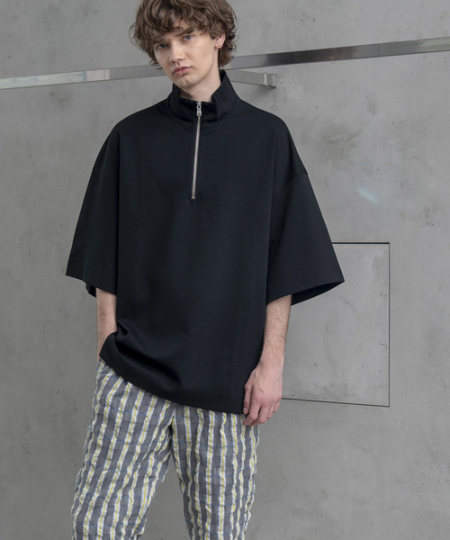 MAISON SPECIAL（メゾンスペシャル）の「プライムビッグハーフジップカットソー 【MAISON SPECIAL/メゾンスペシャル】（Tシャツ/カットソー・メンズ・ブラック/イエロー・46/48）」の8枚目の写真