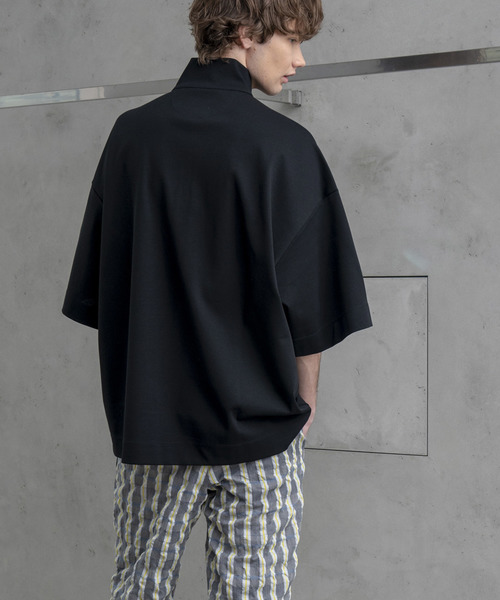 MAISON SPECIAL（メゾンスペシャル）の「プライムビッグハーフジップカットソー 【MAISON SPECIAL/メゾンスペシャル】（Tシャツ/カットソー・メンズ・ブラック/イエロー・46/48）」の5枚目の写真