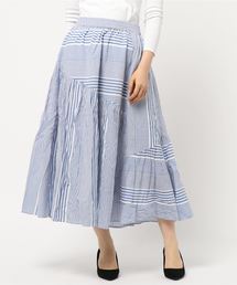 AMERICAN HOLIC | アシンメトリー切替ギャザーロングスカート(スカート)