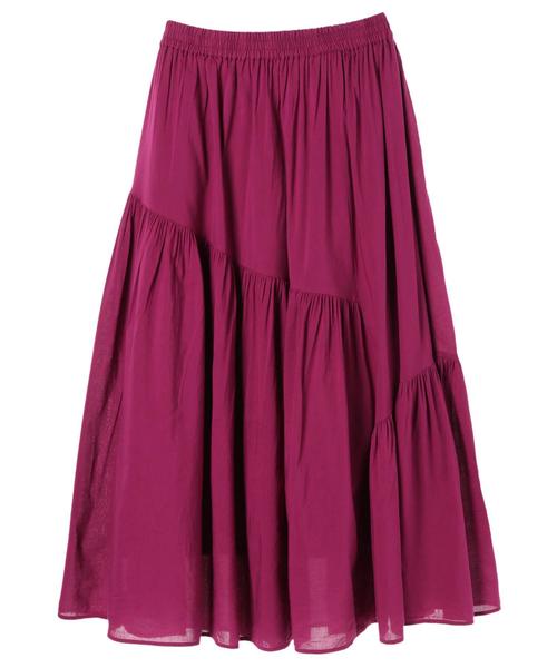 AMERICAN HOLIC（アメリカンホリック）の「アシンメトリー切替ギャザーロングスカート（スカート・レディース・ブラック/パープル/ネイビー/ブラウン/ターコイズブルー/モカ/ストライプ/その他14・FREE）」の14枚目の写真