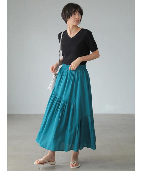AMERICAN HOLIC（アメリカンホリック）の「アシンメトリー切替ギャザーロングスカート（スカート・レディース・ブラック/パープル/ネイビー/ブラウン/ターコイズブルー/モカ/ストライプ/その他14・FREE）」の21枚目の写真