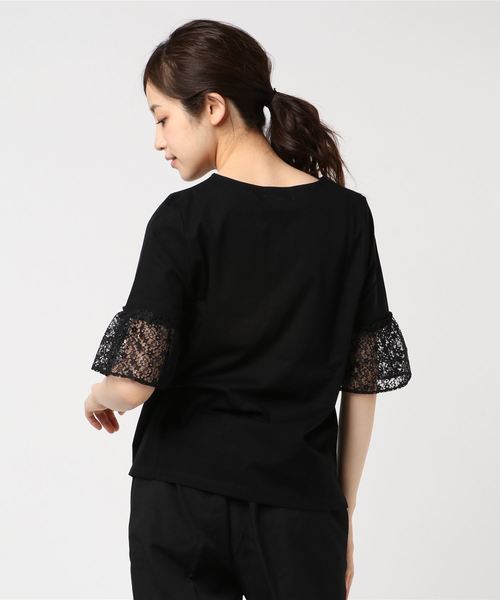 A/C DESIGN BY ALPHA CUBIC（エーシーデザインバイアルファキュービック）の「レース袖ブルオーバー（Tシャツ/カットソー・レディース・オフホワイト/ブラック・M size/L size）」の5枚目の写真