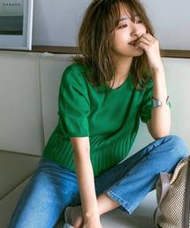 KOBE LETTUCE | ［WEARISTA近藤千尋さんコラボ］編み地切り替えバルーンスリーブサマーリブニット(ニット/セーター)