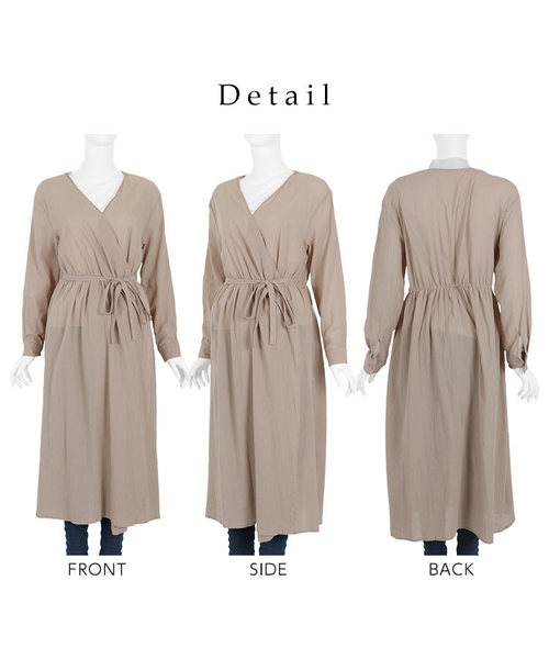 KOBE LETTUCE（コウベレタス）の「リネンタッチカシュクール2Wayガウンマキシワンピース【セットアップOK】（ワンピース・レディース・ブラック/ベージュ/オフホワイト/オレンジ/ライトカーキ/ブラウン/チャコールグレー・FREE）」の18枚目の写真