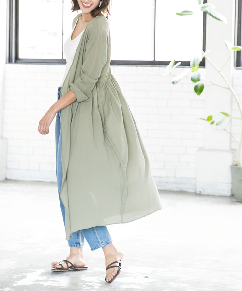 KOBE LETTUCE（コウベレタス）の「リネンタッチカシュクール2Wayガウンマキシワンピース【セットアップOK】（ワンピース・レディース・ブラック/ベージュ/オフホワイト/オレンジ/ライトカーキ/ブラウン/チャコールグレー・FREE）」の17枚目の写真