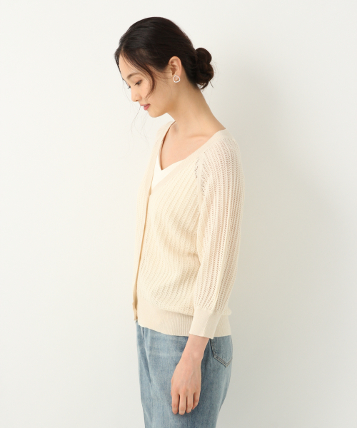 GLOBAL WORK（グローバルワーク）の「洗えるスカシアミカーディガン/843829（カーディガン/ボレロ・レディース・ホワイト/ベージュ/ブラック・LARGE/MEDIUM）」の8枚目の写真