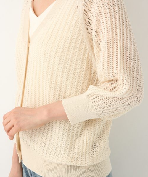 GLOBAL WORK（グローバルワーク）の「洗えるスカシアミカーディガン/843829（カーディガン/ボレロ・レディース・ホワイト/ベージュ/ブラック・LARGE/MEDIUM）」の12枚目の写真
