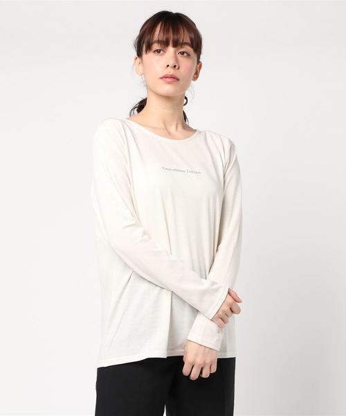 JEANS MATE(ジーンズメイト)の「ロゴプリントロンTシャツ(Tシャツ/カットソー・レディース・ブラック/グレー/オフホワイト/ライトグリーン/ライトブラウン・FREE)」の2枚目の写真