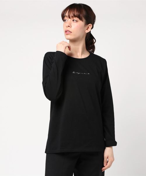 JEANS MATE(ジーンズメイト)の「ロゴプリントロンTシャツ(Tシャツ/カットソー・レディース・ブラック/グレー/オフホワイト/ライトグリーン/ライトブラウン・FREE)」の3枚目の写真