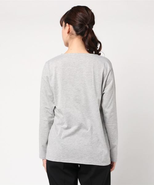 JEANS MATE(ジーンズメイト)の「ロゴプリントロンTシャツ(Tシャツ/カットソー・レディース・ブラック/グレー/オフホワイト/ライトグリーン/ライトブラウン・FREE)」の6枚目の写真