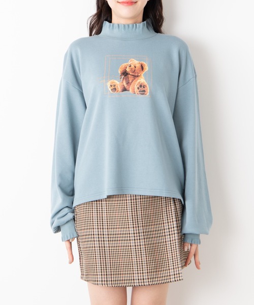 WEGO（ウィゴー）の「WEGO/メロウフリルリブビッグシルエットくまさんスウェット（スウェット・レディース・ベージュ/サックスブルー・FREE）」の16枚目の写真