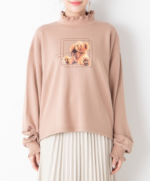 WEGO（ウィゴー）の「WEGO/メロウフリルリブビッグシルエットくまさんスウェット（スウェット・レディース・ベージュ/サックスブルー・FREE）」の15枚目の写真