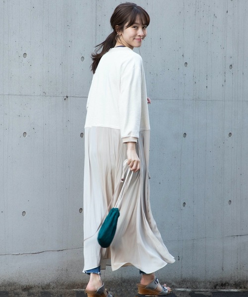 miniyu（ミニュウ）の「La SRIC/カラーブロックジップワンピース（ワンピース・レディース・グレー/オートミール・38）」の8枚目の写真