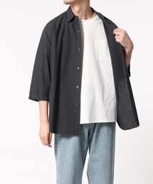 ADAM ET ROPE' | 〈バンブー素材〉オーバーサイズ レギュラーカラー7分袖シャツ(シャツ/ブラウス)