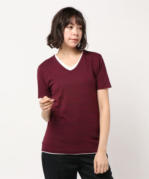 B.I.D.(ビーアイディー)の「《Bl》アンサンブルVネック半袖Tシャツ(Tシャツ/カットソー・レディース・ホワイト/ブラック/ネイビー/グレー/ワインレッド・MEDIUM/LARGE/X-LARGE)」の5枚目の写真