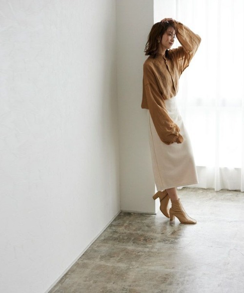 Pierrot（ピエロ）の「ヘンリーネックシアーシャツ（シャツ/ブラウス・レディース・ブラウン系その他/アイボリー/ミント/ベージュ・M）」の10枚目の写真