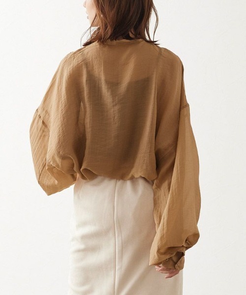 Pierrot（ピエロ）の「ヘンリーネックシアーシャツ（シャツ/ブラウス・レディース・ブラウン系その他/アイボリー/ミント/ベージュ・M）」の12枚目の写真