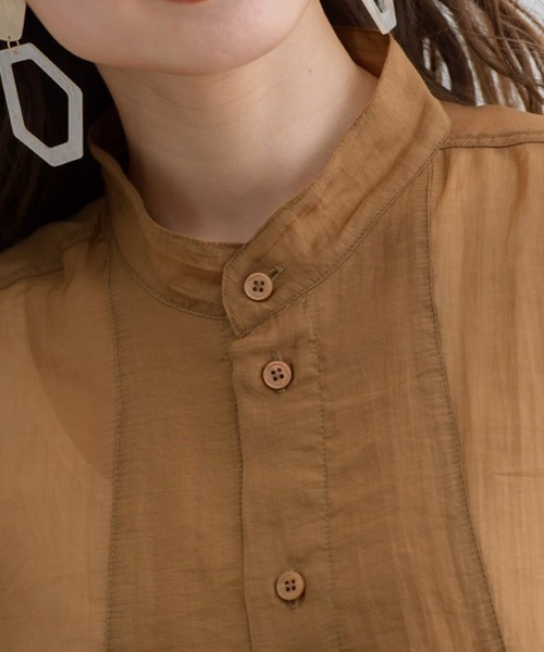 Pierrot（ピエロ）の「ヘンリーネックシアーシャツ（シャツ/ブラウス・レディース・ブラウン系その他/アイボリー/ミント/ベージュ・M）」の17枚目の写真